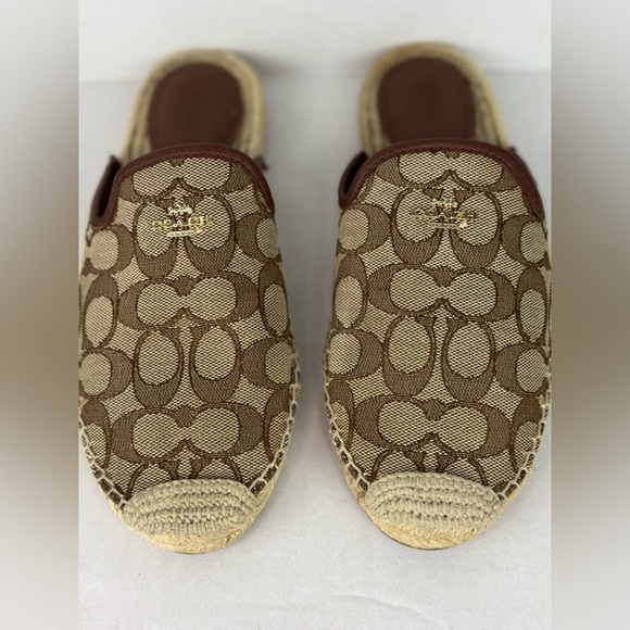 Coach Signature Brown and Tan Espadrille Slip-Ons - Picture 2 of 8
